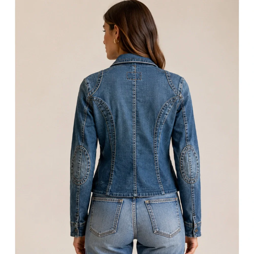 VTG Polo Jeans Ralph Lauren Women Denim Molly Jacket M Blue Utility Trucker Y2K - Picture 10 of 12